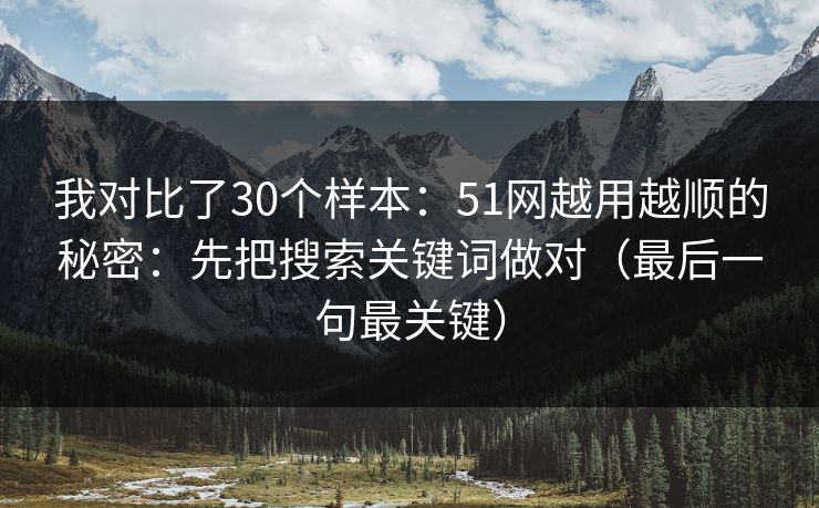 我对比了30个样本：51网越用越顺的秘密：先把搜索关键词做对（最后一句最关键）