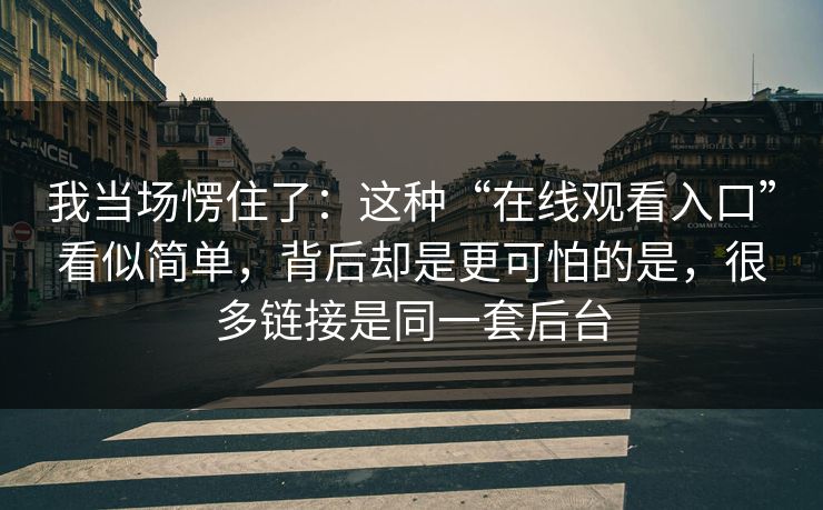 我当场愣住了:这种“在线观看入口”看似简单,背后却是更可怕的是,很多链接是同一套后台 我当场愣住了:这种“在线观看入口”看似简单,背后却是更可怕的是,很多链接是同一套后台