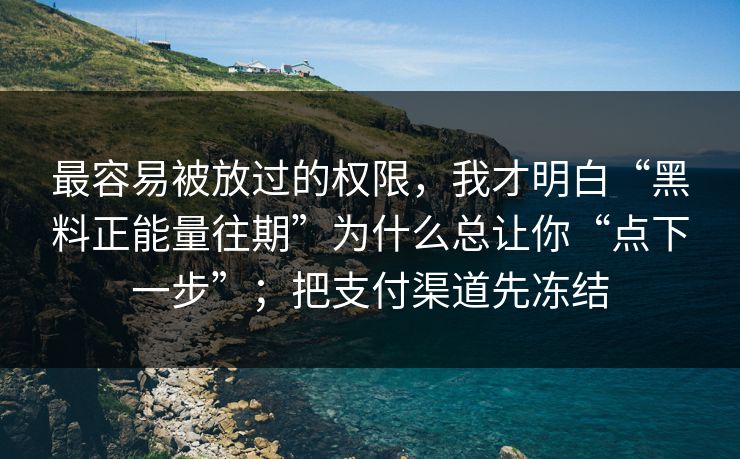 最容易被放过的权限，我才明白“黑料正能量往期”为什么总让你“点下一步”；把支付渠道先冻结