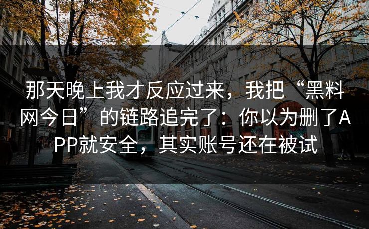那天晚上我才反应过来，我把“黑料网今日”的链路追完了：你以为删了APP就安全，其实账号还在被试