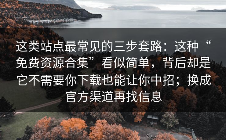 这类站点最常见的三步套路：这种“免费资源合集”看似简单，背后却是它不需要你下载也能让你中招；换成官方渠道再找信息