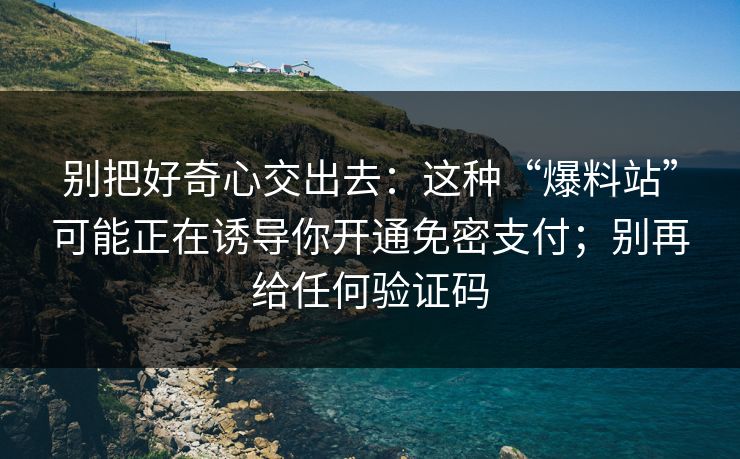 别把好奇心交出去：这种“爆料站”可能正在诱导你开通免密支付；别再给任何验证码